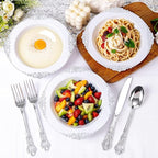 100PCS Silver Plastic Bowls - 12 oz Silver Disposable Salad Bowls - Heavy Duty Disposable Soup Bowl - Fancy Plastic Ice Cream Bowl for Weddings Parties Dinners Picnics