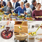 17PCS Serving Utensils Set Flatware, Stainless Steel Serveware Large Serving Spoons, Slotted Spoons, Forks, Tongs, Cake Server,Soup and Skimmer Spoon for Buffet, Catering, Party, Dinner (Gold)