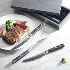 Cangshan YARI Series 4-Piece Fine Edge Steak Knife Set with Ash Wood Box, X-7 Damascus Steel
