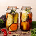 Amzcku Wide Mouth Vintage Mason Jars with Airtight Lid 64oz 2 Quart, Canister Quart Jars for Kitchen Storage - for Coffee, Sugar, Beans 3 Pack