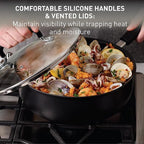 T-fal Ultimate Hard Anodized Nonstick Cookware Set 12 Piece, Oven Broiler Safe 400F, Lid Safe 350F, Kitchen Cooking Set w/Fry Pans, Saucepans, Dutch Oven, Pots and Pans, Dishwasher Safe, Black
