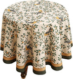patdrea Designer Vintage Linen Round Table Cloth,Durable Breathable Cover Fall Dacorative Tablecloth,Decor Table Cover for Kitchen Dining,Holiday Christmas,Thanksgiving,Diameter 67"-Warbler