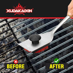Nylon Grill Brush,Dual Grip Design,with Extended Luxurious Acaciawood Handle,Safe Nylon Bristles Barbecue Triple Scrubbers Cleaning Brush for Cast Iron Grates/Porcelain/Charcoal Grill