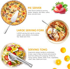 Patelai Serving Utensils Set Include Stainless Steel Large Spoons Slotted Spoons Forks Tongs Soup Ladle and Pie Server for Parties Buffet Catering, Dishwasher Safe(Silver,10 Pieces)