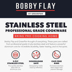 GreenPan x Bobby Flay Stainless Steel 12 Piece Cookware Pots & Pans Set, Professional Grade Tri-Ply, Multiclad, PFAS-Free Ceramic Nonstick, Induction Suitable, Dishwasher & Oven Safe,Stay Cool Handles