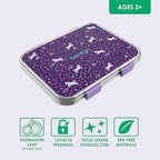 Bentgo Kids Stainless Steel Prints Leak-Resistant Lunch Box - 3-Compartments with Bonus Silicone Container, Durable, Eco-Friendly, Dishwasher Safe, BPA-Free, Ideal for School, Ages 3+ (Unicorn)