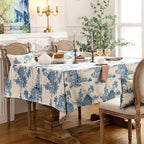 patdrea Designer Vintage Cyan Long Tablecloth for Rectangle Table,Linen Ancient Castle and Manor Pattern Tablecloths,Table Cover Decor for Kitchen Dining Christmas,Thanksgiving,63"x102"-Lucerne a
