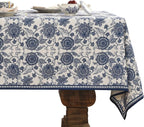 patdrea Designer Vintage Blue Rectangle Tablecloth,Linen Anti-Wrinkle Paisley Pattern Farmhouse Extra Long Table Cloth,Decor Cover for Kitchen Dining,Christmas,Thanksgiving,63"x110"-Lantang a