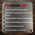 ThermiChef 14" by 20" Pizza Steel (1/4" Thickness) - Multipurpose Cooking Steel for Ovens & Grills - Made in the USA