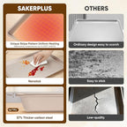 Nonstick Baking Sheet Pan Set of 3, Heavy Duty Cookie Sheets for Oven with Stripe Texture Pattern, 0.6mm Thick Quarter/Half/Jelly Roll Pans, Rust-Resistant & Easy Clean (Champagne Gold)