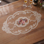 Clear Table Cover Protector Plastic Vinyl Table Cloth with White Lace Pattern Oil Spill Proof Plastic Tablecloths for Dining Tables Parties Holidays (French Lace, 60 x 120 Inches)