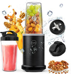 iCucina Smoothie Blender, 1000W Personal Blender for Shakes and Smoothies with 2 x 32oz Protable Cups and Lids, Single Serve Blenders for Ice Crushing, Bean Grinding, Frozen Fruit Drinks, Black