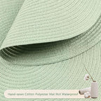 FunWheat Round Braided Placemats Set of 6 Place mats for Dining Tables Woven Heat Resistant Table Mats 15 inch (Mint Green)