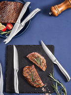 D.Perlla Steak Knives, Super Sharp Straight Edge Steak Knife Set of 8, Professional Straight Edge Kitchen Table Dinner Knives, Elegant High Carbon Stainless Steel Kitchen Steak Knife Set, 4.5IN