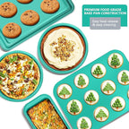 10-Piece Nonstick Bakeware Set Baking Pans, Baking Sheets, Cookie Sheets, Muffin Pan, Bread Pan, Pizza Pan, Cake Pan and Cooling Rack, Oven Safe/0.8mm Thick/Dishwasher Safe/Heavy Duty