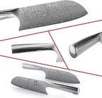 3 Pieces Damascus Kitchen Knife Set with 8” Chef Knife, 7” Santoku Knife, 3.5” Paring Knife, 67 Layer Handmade Damascus VG10 Steel Core, Hammered Ergonomic Handle (Gift Box)