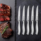 DDF iohEF Steak Knife Set, 6 Piece Steak Knife, High Carbon Japanese Stainless Steel Serrated Steak Knives
