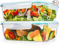 GEHE 9.8 Cup / 78 Oz Large Glass Food Storage Containers with Lids, 2 Pack Glass Meal Prep Containers Set with Airtight Locking Lids - Storing Food, Baking, Leakproof, Freezer, Microwave & Oven Safe