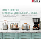 Haden Heritage 4 Slice Wide Slot Stainless Steel Toaster Bundled with 1.7 Liter Stainless Steel Electric Water Kettle, Steel & Copper