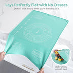 U-Taste 28"x20" Large Pastry Mat: Food-Grade Liquid Silicone Dough Rolling Baking Sheet, Non-Stick Non-Slip for Kneading, Making Pizza, Fondant, Pie with Clear Measurement and Raised Edges (Aqua Sky)
