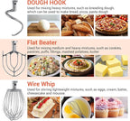 10 QT Dough Mixer, Food Commercial Industrial Grade Stand Mixer with Stainless Steel Bowl and 3 Types of Mixing Tools, Built for Professional Baking: Effortlessly Handles Large Recipes