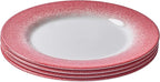 Portmeirion Potter's Mist 10.5" Dinner Plate (Set of 4) - Handcrafted Earthenware Plates with Red Accent Rim, Microwave & Dishwasher Safe - Ideal Tableware for Modern & Traditional Dining (Red Mist)