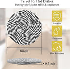 SHACOS 8 Inch Trivets for Hot Dishes, 4 Heat-Resistant Cotton Trivet Mats for Kitchen, Hot Pads for Countertops and Table, Pot Holders for Hot Pots and Pans, Black