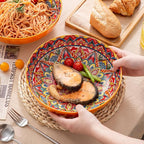 YUN TAO Large Serving Bowls,10 inch Ceramic Bowls, 75 Oz Capacity, Vibrant Orange Hue - Microwave and Dishwasher Safe for Salad, Pasta, Entertaining and Party (Set of 2)