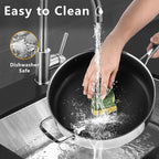12 Inch Frying Pan Nonstick with Lid, 5.6QT Hybrid Ceramic Deep Saute Pan & Skillet, Tri-Ply Stainless Steel for Even Heat, PFOA/PFOS Free, Induction & Oven Safe