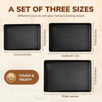 Nonstick Baking Sheet Pan Set of 3, Heavy Duty Cookie Sheets for Oven, 0.6mm Thick Quarter Size & Half Size & Jelly Roll Pan, Rustproof & Easy Clean with Textured Surface(Black)