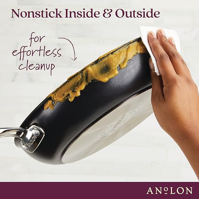 Anolon 87538 Smart Stack Hard Anodized Nonstick Frying Pan / Fry Pan / Hard Anodized Skillet - 12 Inch, Black