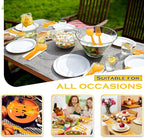 Minatee 150 Pieces Disposable Cutlery Set Plastic Silverware Heavy Duty Utensil Sets 50 Forks 50 Knives 50 Spoons for Home Office School Party Picnics Restaurant Outdoor Events(Orange)