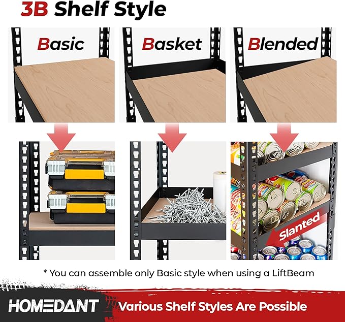 HOMEDANT 5 Tier Laminated Boltless Heavy Duty Garage Storage Adjustable Wide Size Metal Shelving Unit Utility Rack Shelves Organization Multipurpose Shelf Shed Warehouse 47.7"W x 24.1"D x 71.3"H 3Pack