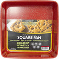casaWare Ceramic Coated NonStick Heavy Weight 9-inch Square Cake Pan (Red Granite)