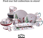 Bico Christmas Gnomes Ceramic Rectangular Serving Platters Set of 2, 14 Inch, Microwave & Dishwasher Safe, Large and Medium Platters for Appetizers, Cheese, Salad, Pasta