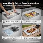 100% Pure Titanium Cutting Board 14x10 In, 2 Mm Thick, Titanium Cutting Boards For Kitchen Dishwasher Safe, Stays Flat & Odor-resistant, Non-porous, Reversible - Multi-use: Pastry, Prep & Serve, Bbq.