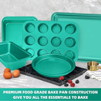 10-Piece Nonstick Bakeware Set Baking Pans, Baking Sheets, Cookie Sheets, Muffin Pan, Bread Pan, Pizza Pan, Cake Pan and Cooling Rack, Oven Safe/0.8mm Thick/Dishwasher Safe/Heavy Duty