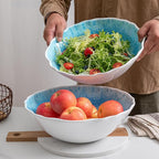 Melamine Serving Bowls, 12'' x 4'' Large Salad/Pasta/Mixing/Fruit Bowls, Set of 2 Break-resistant BPA Free Classic Melamine Bowls, Dishwasher Safe, Blue