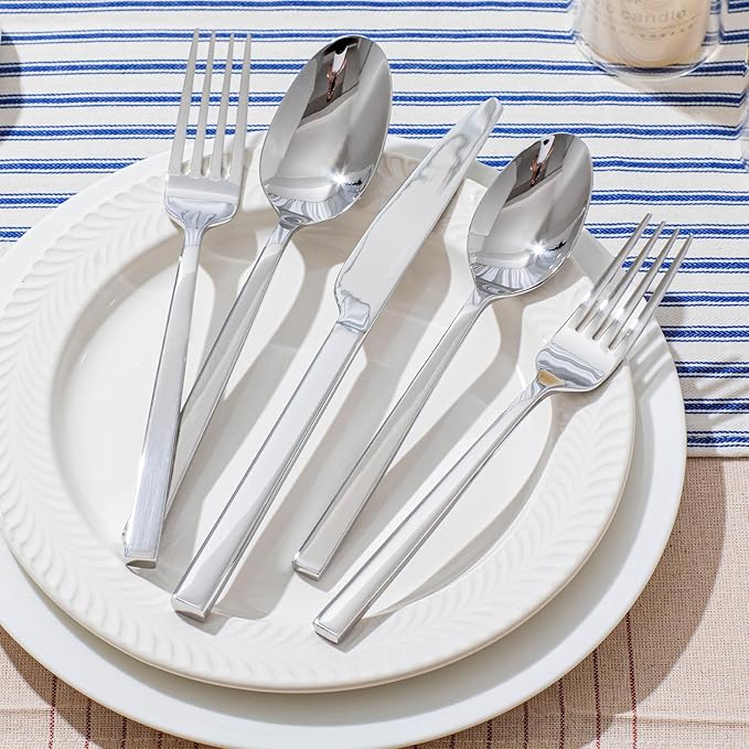 KINGSTONE Silverware Set, 30-Piece Flatware Cutlery Set Premium Stainless Steel, Service for 6, for Kitchen, Home, Wedding, Party, Mirror Polished and Dishwasher Safe