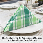Urban Villa St Patrick Cloth Napkins 100% Cotton Dinner Napkins (Set of 12) 20x20 Inches Soft Reusable Washable Absorbent Table Dinner Napkins St Patricks Plaid Napkins