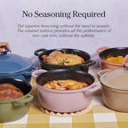 Our Place Cast Iron Perfect Pot | 6-in-1 Multifunctional 5.5 Qt. Toxin-Free Enameled Dutch Oven with Self-Basting Lid | Hot Grips & Beechwood Scraper | Induction Cooktop and Oven Safe | Lavender