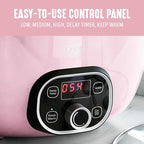 GreenLife 8QT Slow Cooker, Non-Toxic PFAS-Free Ceramic Nonstick Removable Interior Bowl, Programmable, Family Friendly, Keep Warm, Stovetop & Oven Safe, Dishwasher Safe Parts, Timer, Glass Lid, Pink