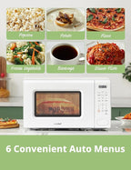 COMFEE CMO-C20M1WH Retro Microwave with 11 power levels, Fast Multi-stage Cooking, Turntable Reset Function Kitchen Timer, Speedy Cooking， Weight/Time Defrost, Memory function, Children Lock, 700W