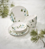 Lenox 893565 Balsam Lane 12-Piece Dinnerware Set, Green, Christmas, Holiday Hosting