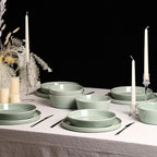 Stone Lain Claire 24-Piece Dinnerware Set Stoneware, Plates and Bowls Set, Dishwasher and Microwave Safe, Dish Set for 8, Green