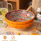 YUN TAO Large Serving Bowls,10 inch Ceramic Bowls, 75 Oz Capacity, Vibrant Orange Hue - Microwave and Dishwasher Safe for Salad, Pasta, Entertaining and Party (Set of 2)