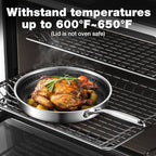 10-Inch Non Stick Frying Pans, Ceramic Coating NonStick Stainless Steel Pan Set, Tri-Ply Skillets and Pan Set with Lid, Cool-Touch Handle, Dishwasher and Oven Safe