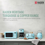 HADEN Coffee Machine, 12 Cup Drip Coffee Maker Bundled with Heritage 1.7 Liter Stainless Steel Electric Kettle, Turquoise & Chrome
