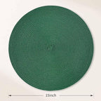 FunWheat Round Braided Placemats Set of 6 Place mats for Dining Tables Woven Heat Resistant Table Mats 15 inch (Dark Green)