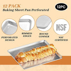 12 Pack Full Size Baking Sheet Pans Perforated, Aluminum Commercial Cookie Sheets Non-Stick, 26"x18"